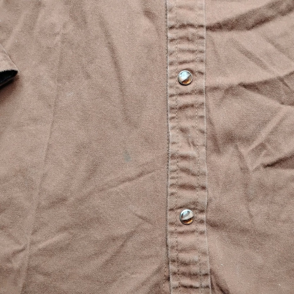 Hawx Work Gear Mens 2XLT Brown Western Pearl Snap Long Sleeve Work Shirt Canvas - Picture 2 of 11